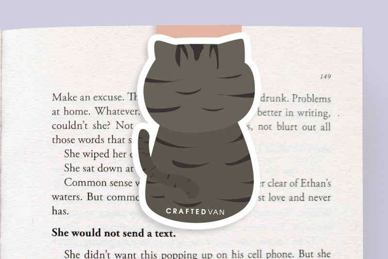 Squinty Grey Cat Jumbo Magnetic Bookmark - CVJ1179SQUI