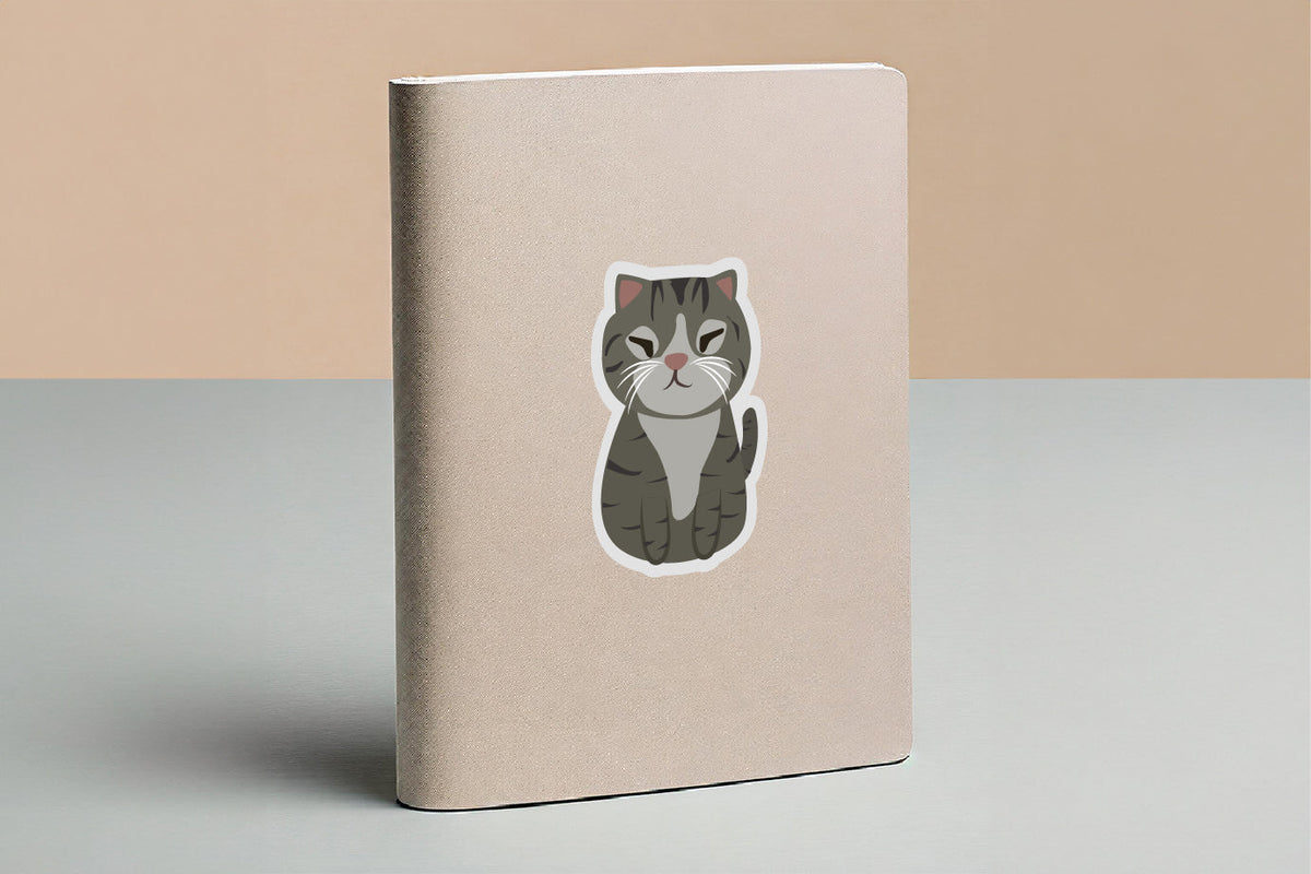 Squinty Grey Cat Sticker - CVS1406SCAT