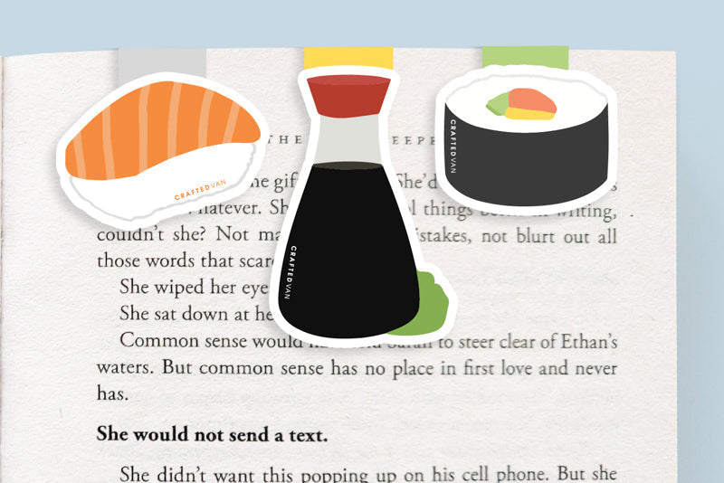 Sushi Mini Magnetic Bookmarks 3-pack