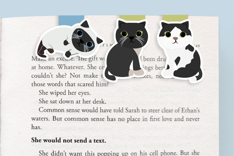 Black and White Cats Mini Magnetic Bookmarks 3-Pack - CVM1309BWCA