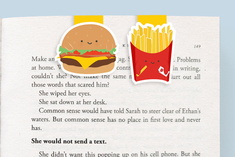 Burger and Fries Mini Magnetic Bookmarks 2-pack - CVM1306BURG