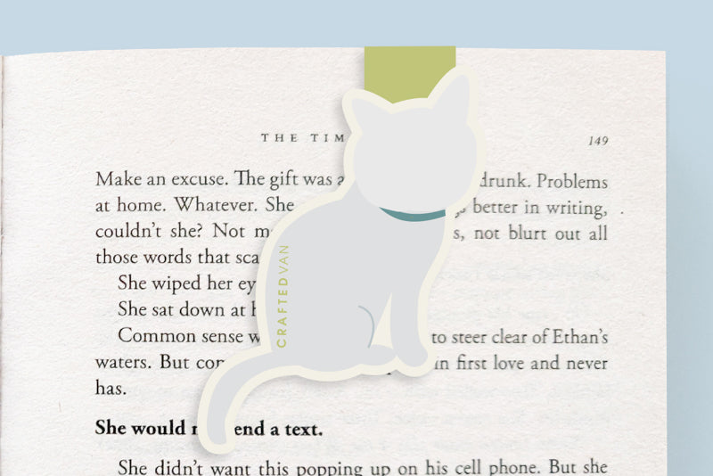 White Cat Sitting Jumbo Magnetic Bookmark - CVJ1184WHIT