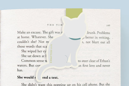 White Cat Sitting Jumbo Magnetic Bookmark - CVJ1184WHIT