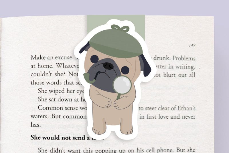 Detective Pug Dog Jumbo Magnetic Bookmark - CVJ1160DPUG