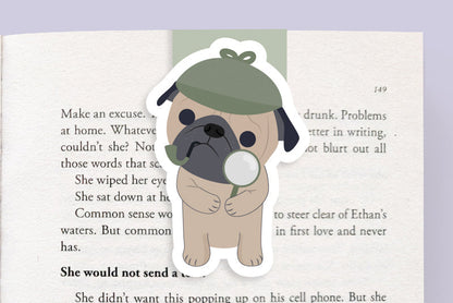 Detective Pug Dog Jumbo Magnetic Bookmark - CVJ1160DPUG