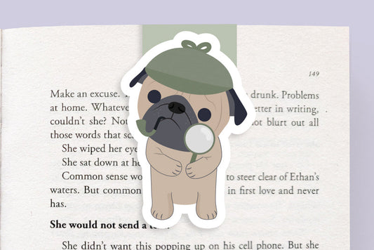 Detective Pug Dog Jumbo Magnetic Bookmark - CVJ1160DPUG