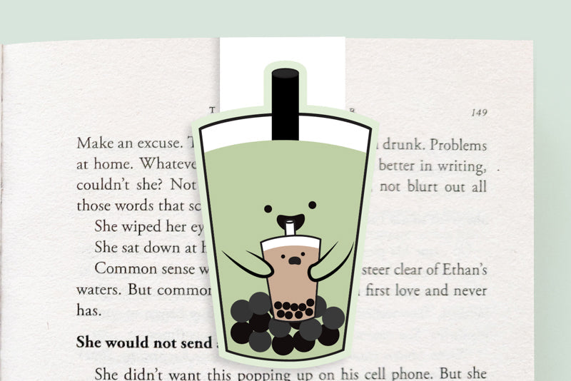 Green Tea Bubble Tea Jumbo Magnetic Bookmark - CVJ1239GREE