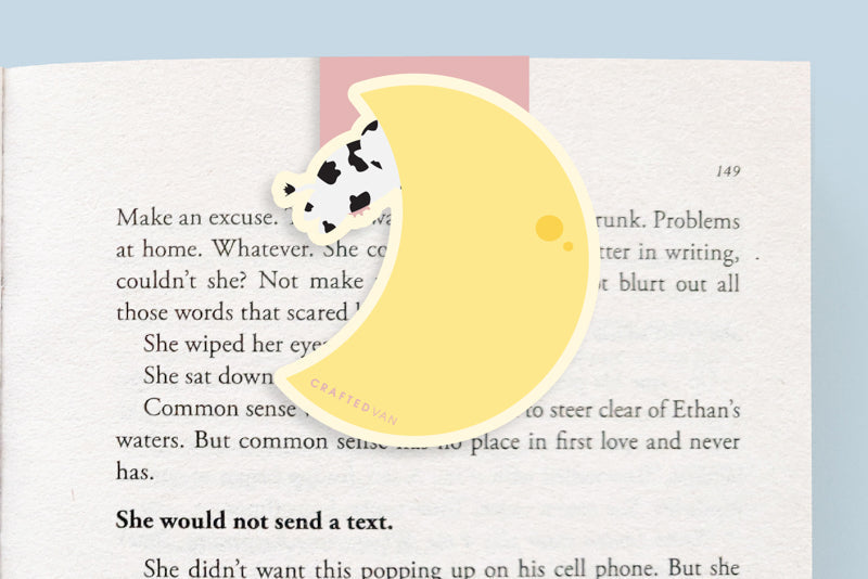 Moon and Cow Jumbo Magnetic Bookmark - CVJ1297MOON
