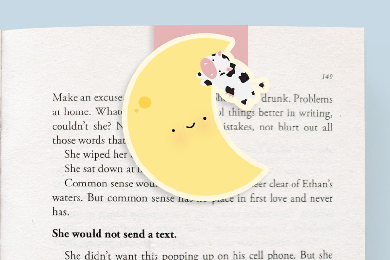 Moon and Cow Jumbo Magnetic Bookmark - CVJ1297MOON
