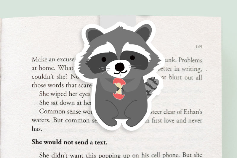 Raccoon with Apple Jumbo Magnetic Bookmark - CVJ1208RACC