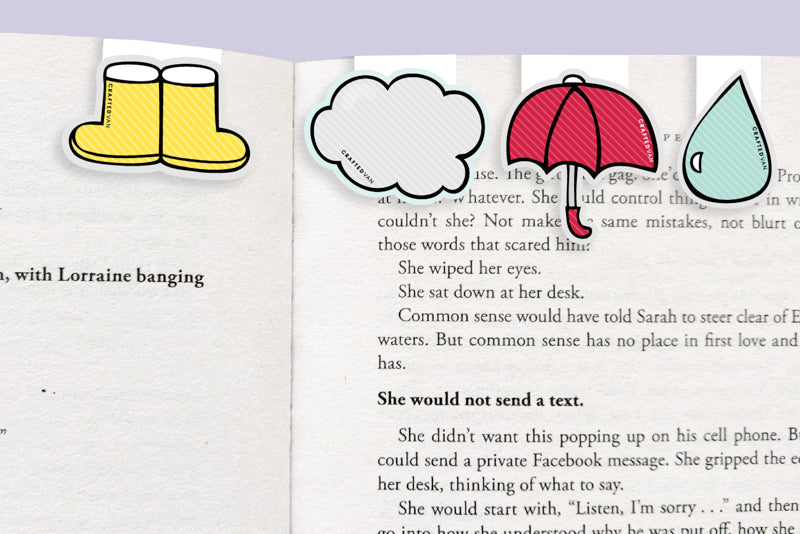 Rainy Day Mini Magnetic Bookmarks 4-pack - CVM1319RAIN