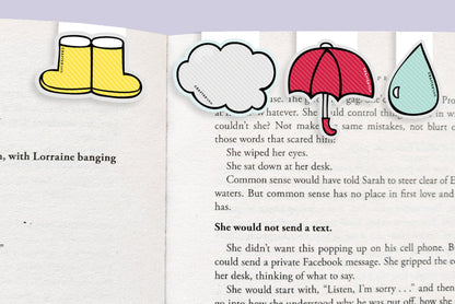 Rainy Day Mini Magnetic Bookmarks 4-pack - CVM1319RAIN