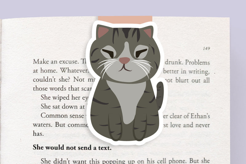 Squinty Grey Cat Jumbo Magnetic Bookmark - CVJ1179SQUI