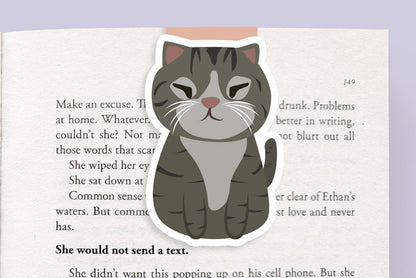 Squinty Grey Cat Jumbo Magnetic Bookmark - CVJ1179SQUI