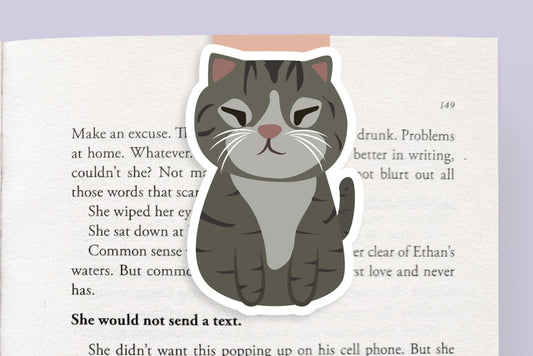 Squinty Grey Cat Jumbo Magnetic Bookmark - CVJ1179SQUI