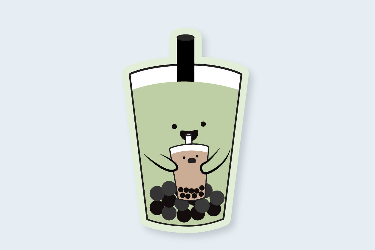 Green Tea Bubble Tea Sticker - CVS1392GBBT