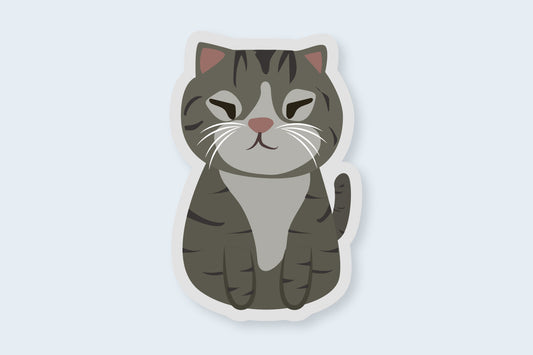 Squinty Grey Cat Sticker - CVS1406SCAT