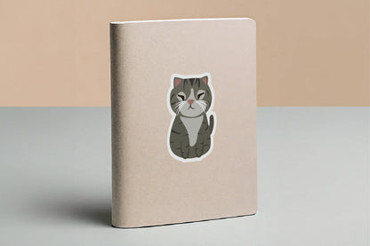 Squinty Grey Cat Sticker - CVS1406SCAT