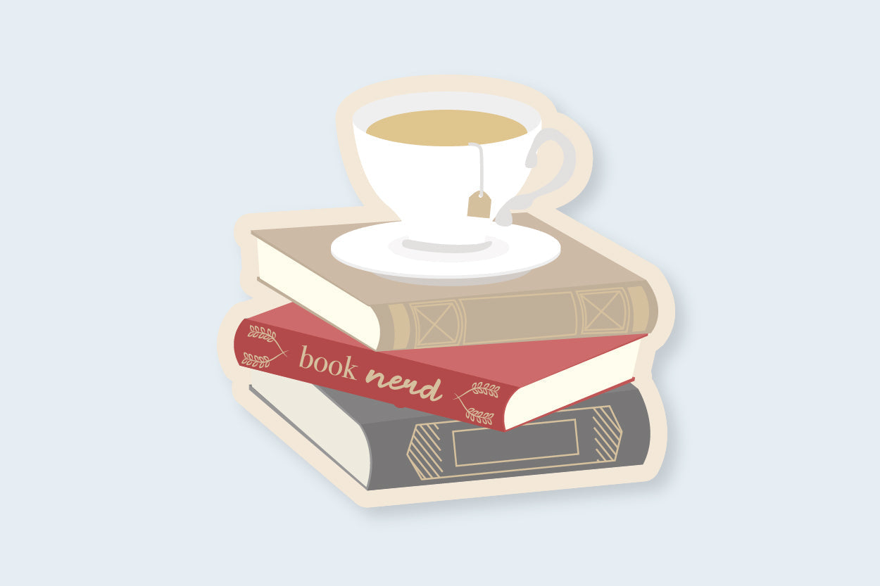 Tea on Books Sticker - CVS1408TEAB