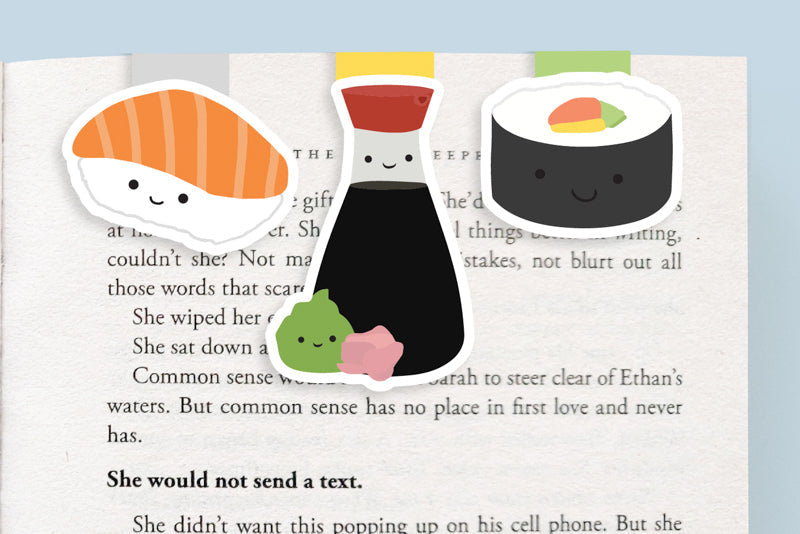 Sushi Mini Magnetic Bookmarks 3-pack