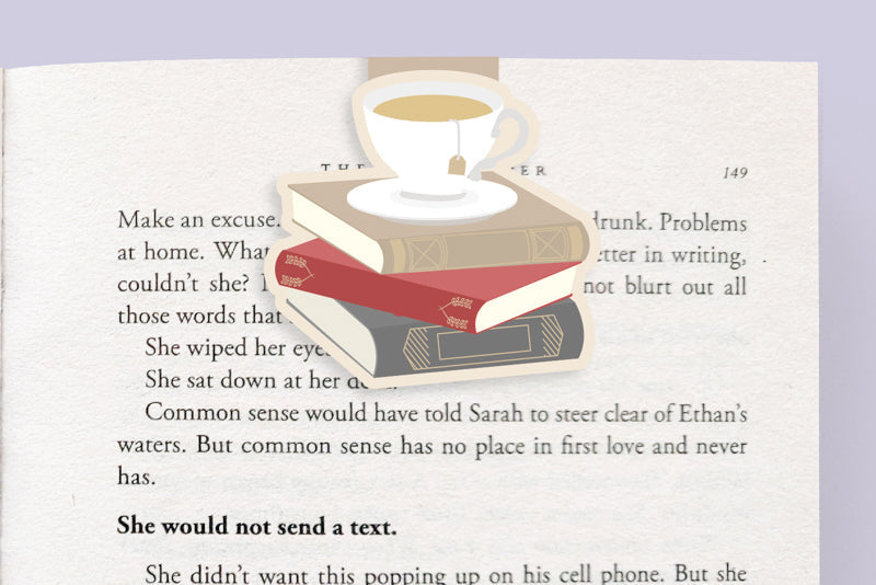 Tea on Books Jumbo Magnetic Bookmark - CVJ1022TEAB
