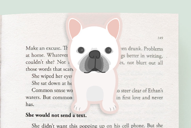 White Frenchie Dog Jumbo Magnetic Bookmark - CVJ1163WFRE