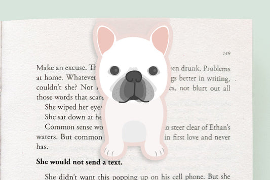 White Frenchie Dog Jumbo Magnetic Bookmark - CVJ1163WFRE