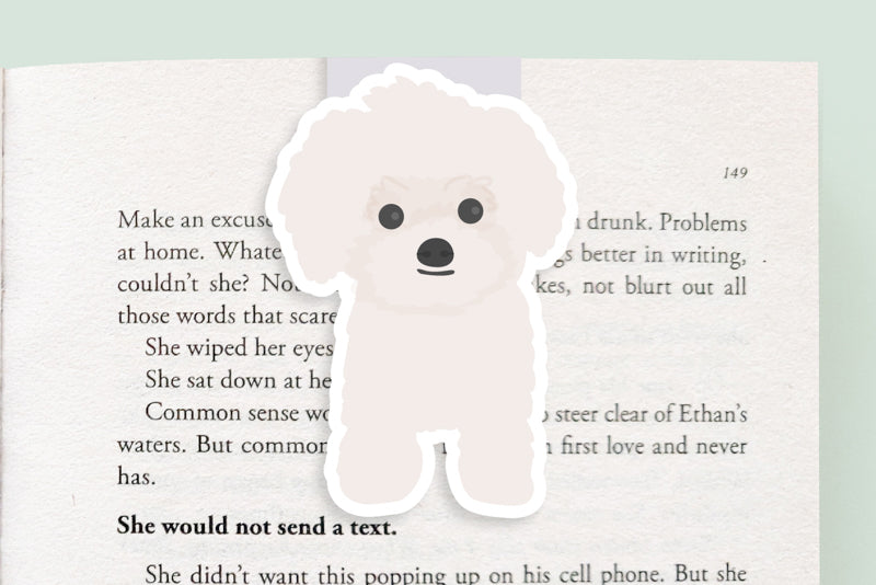 White Poodle Dog Jumbo Magnetic Bookmark - CVJ1172WPOO