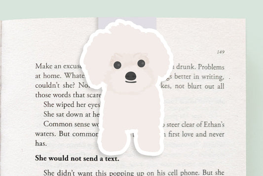 White Poodle Dog Jumbo Magnetic Bookmark - CVJ1172WPOO