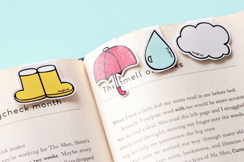 Rainy Day Mini Magnetic Bookmarks 4-pack - CVM1319RAIN
