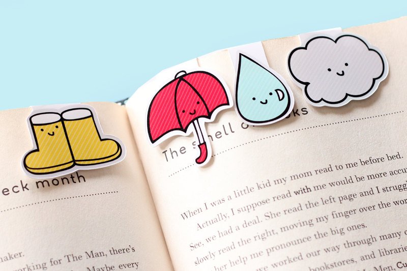 Rainy Day Mini Magnetic Bookmarks 4-pack - CVM1319RAIN